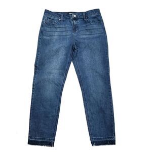 Kenneth Cole New York Blue Stretch Jess Skinny Raw-Hem Jeans Size 12